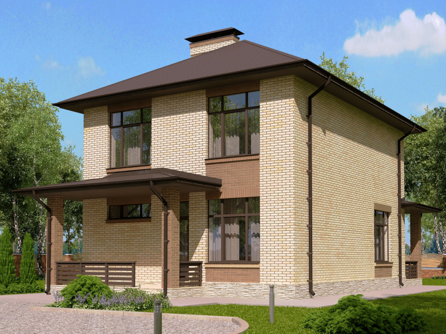 Проекты двухэтажных домов с вальмовой крышей