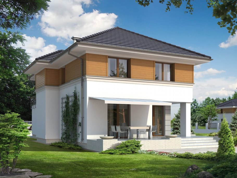 Квадратный дом с вальмовой крышей