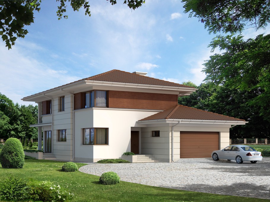 Дом с четырехскатной крышей 2 этажа