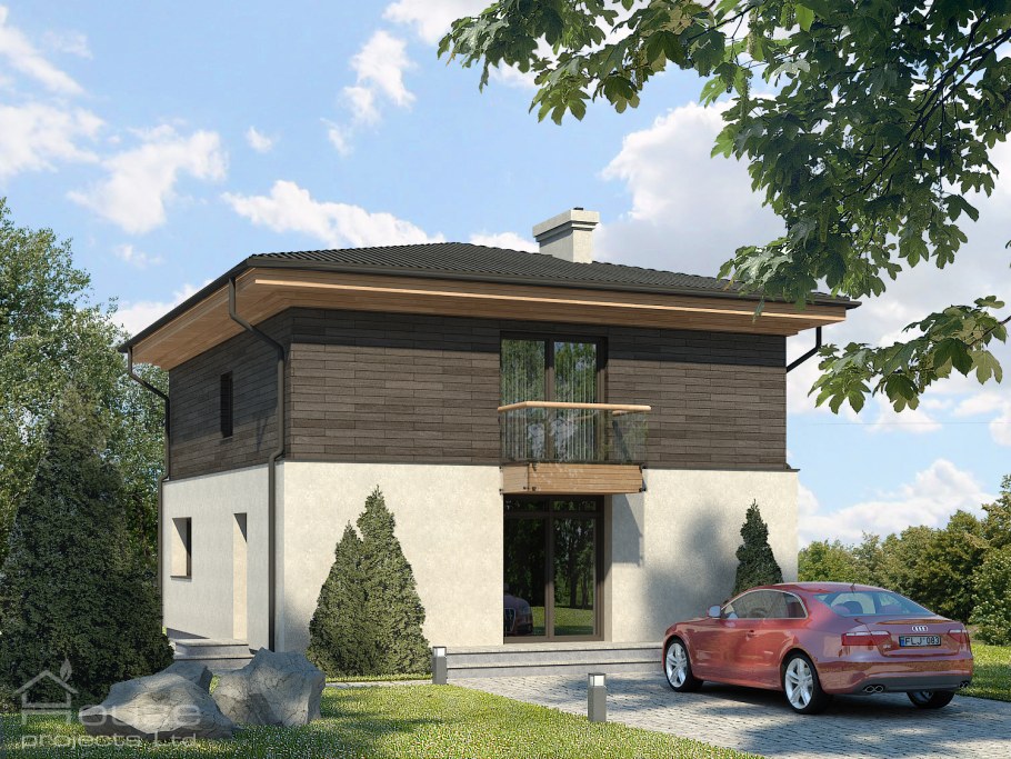 Двухэтажный дом с четырпх катроф крышей