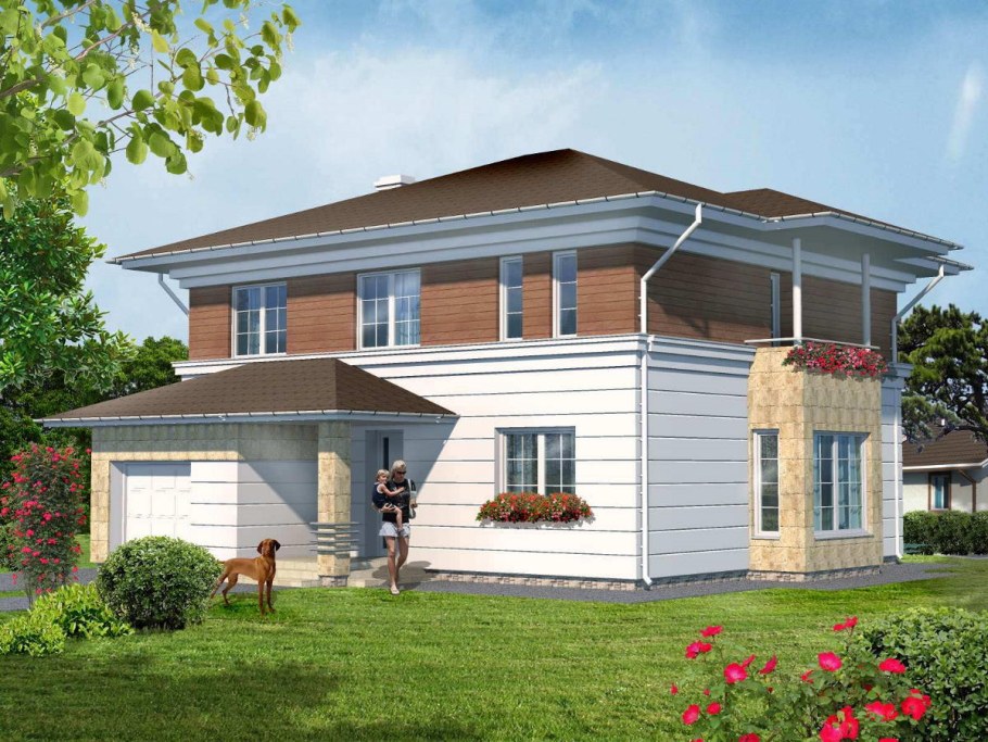 Дома с четырехскатной крышей двухэтажные