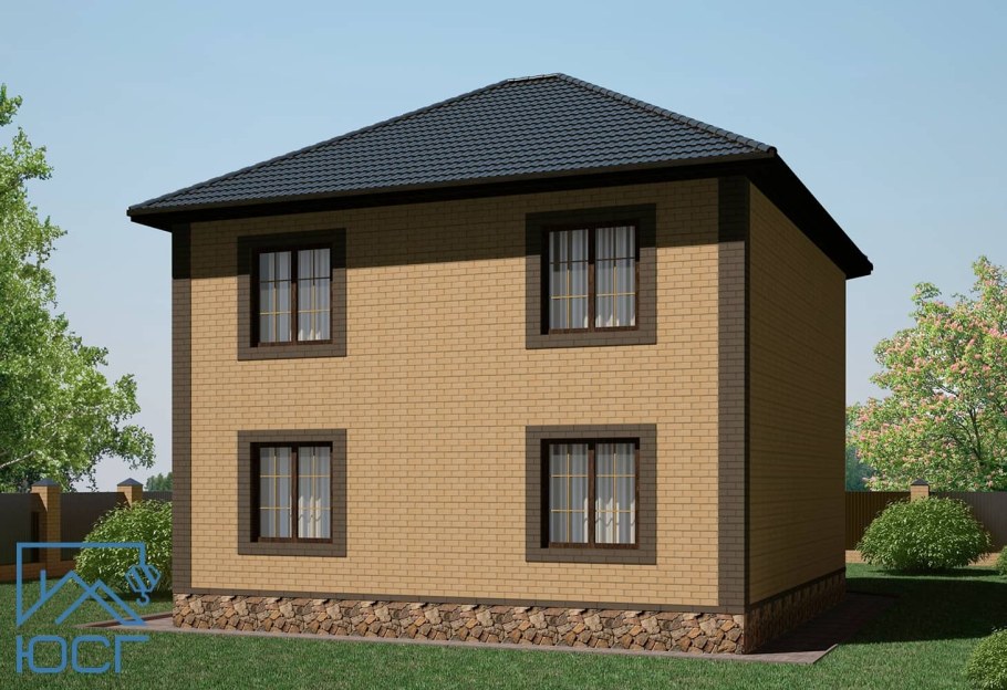 Квадратный дом из кирпича