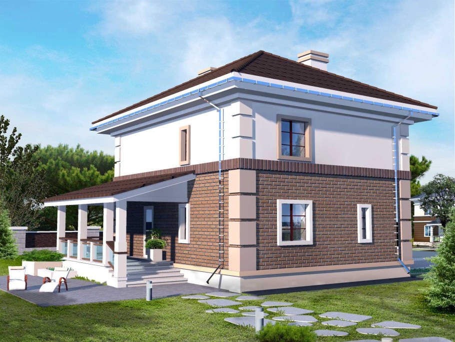 Дом с четырехскатной крышей 2 этажа