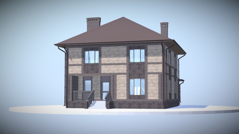 Двухэтажный дом с шатровой крышей