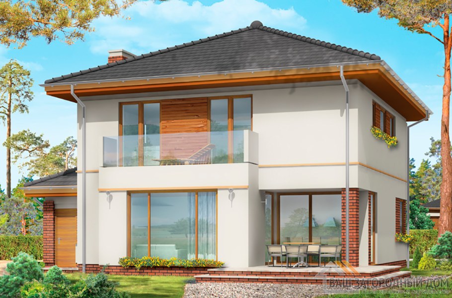 Фасады двухэтажных домов с четырехскатной крышей