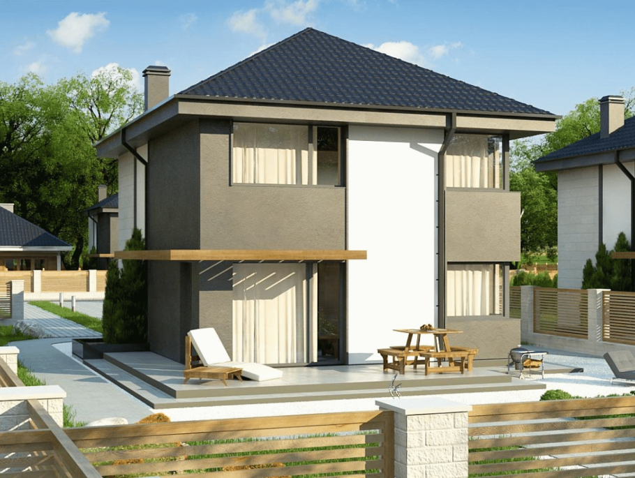 Проекты домов из газобетона двухэтажные красивые с выступом