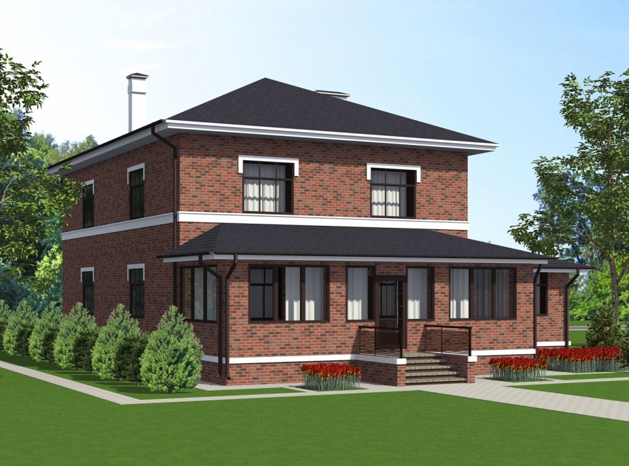 Терраса к кирпичному дому