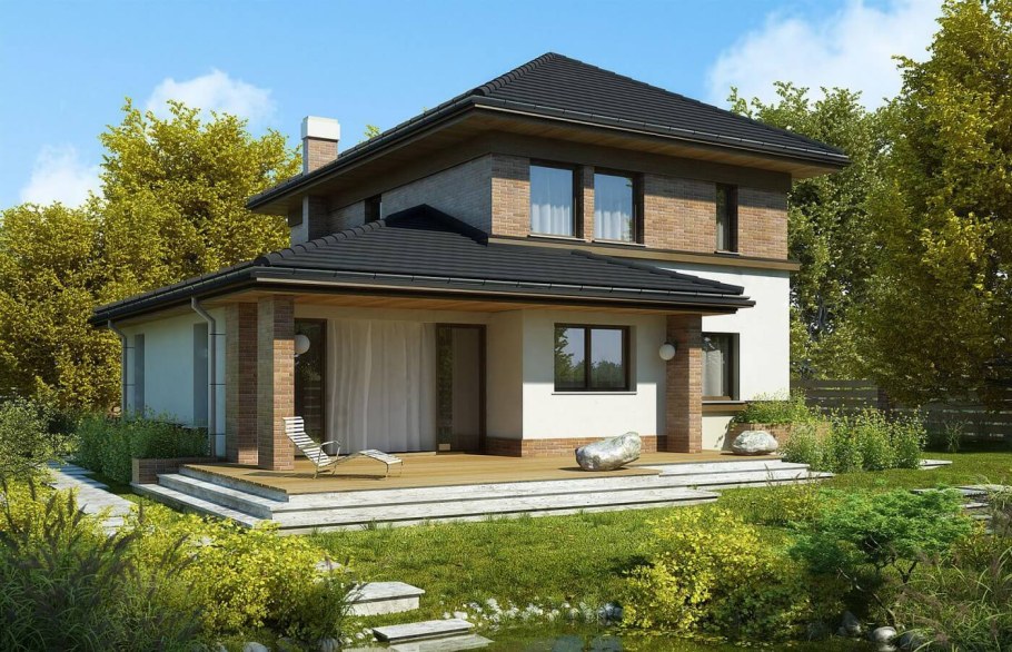 Двухэтажный дом с террасой