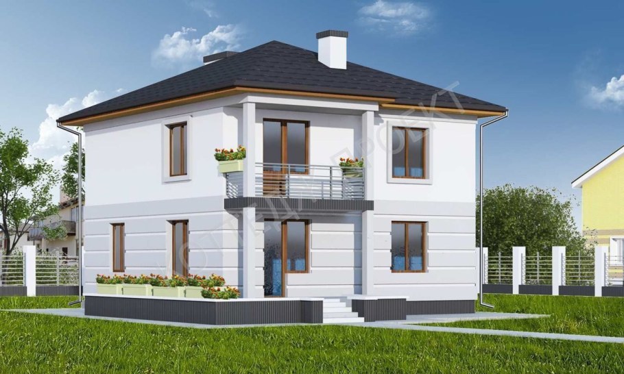 Прямоугольный дом из газобетона