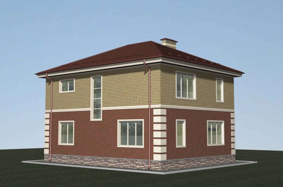 Двухэтажный дом с вальмовой крышей