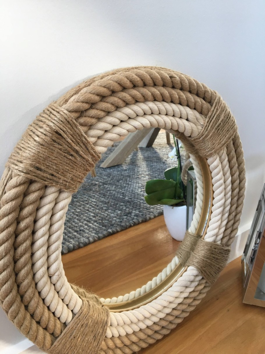 Зеркало с джутовой веревкой