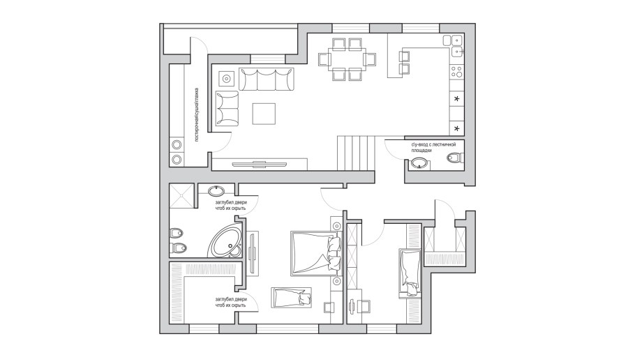 Планировка с мебелью