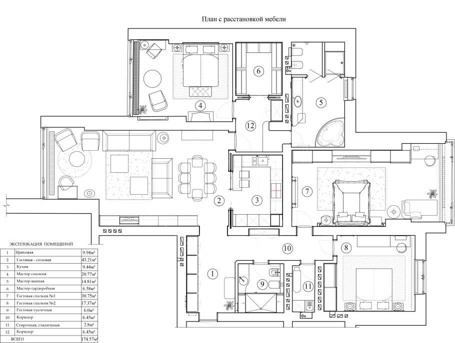 Планировки квартир с расстановкой мебели