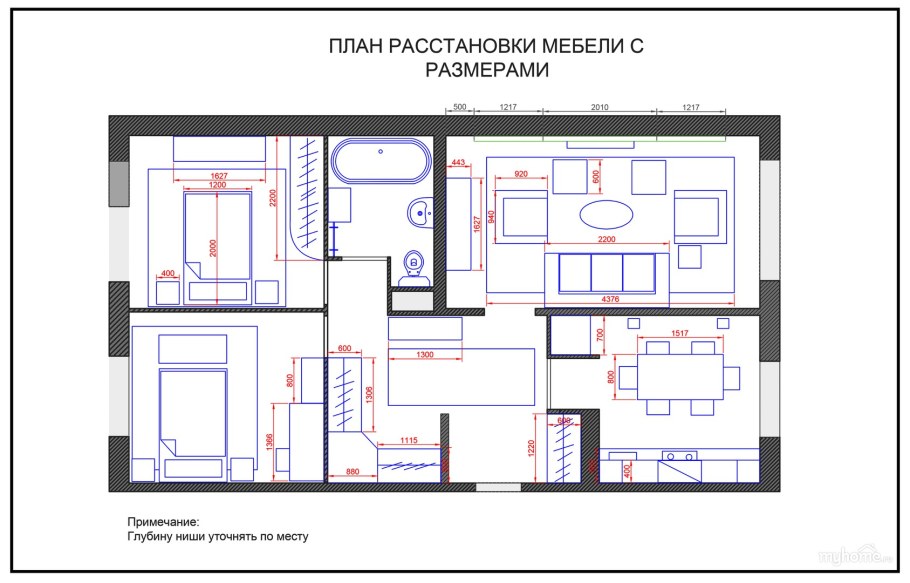 Планировка с расстановкой мебели