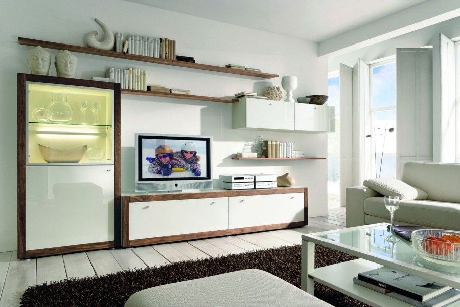 Стенка с телевизором в гостиной