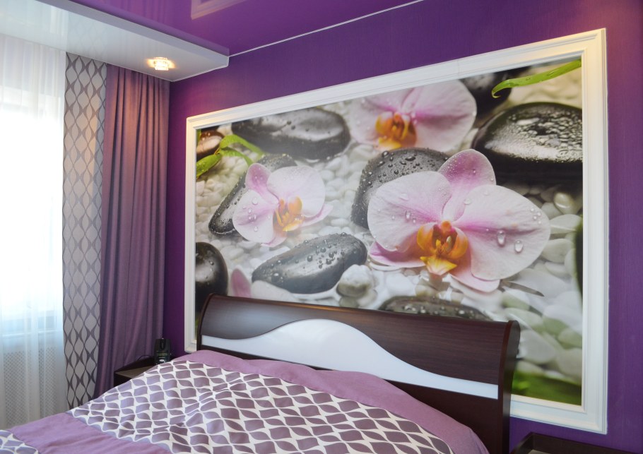 Фотообои в рамке в интерьере