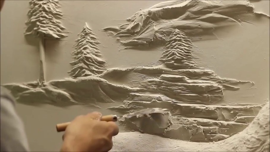 Барельефы пейзажи из гипсовой шпаклевки