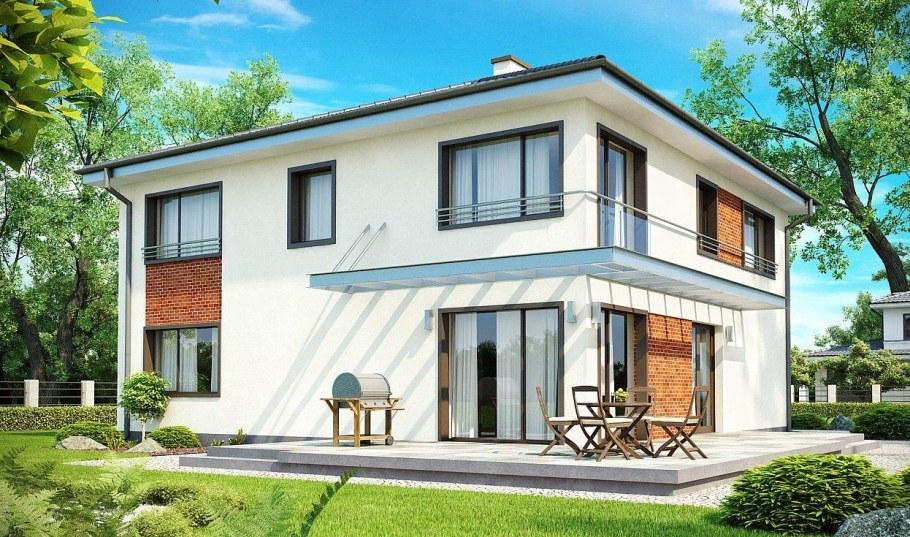 Фасады квадратных домов