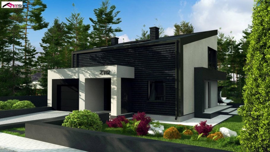 Стильный дом с односкатной крышей