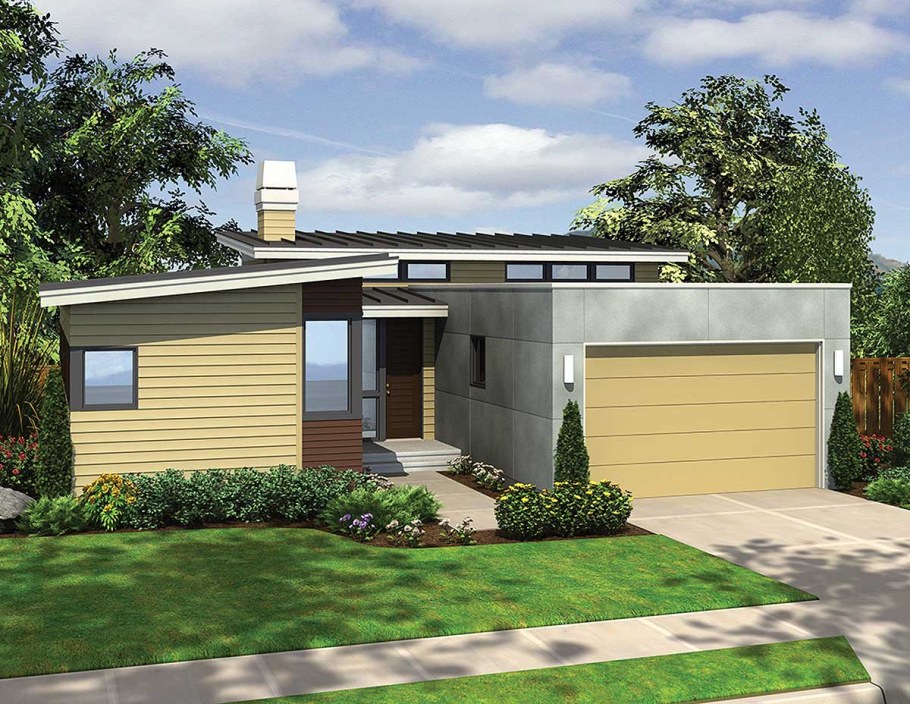 Дом с односкатной крышей Скандинавия проект