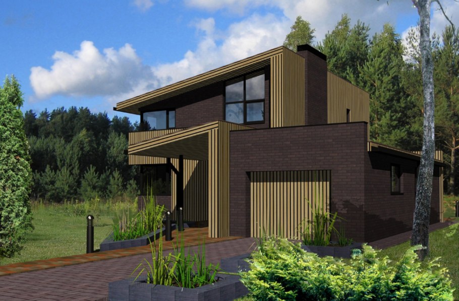 Проекты домов с односкатной крышей два этажа