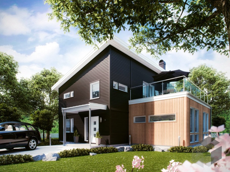 Дом 150 кв м 2 этажа с односкатной крышей