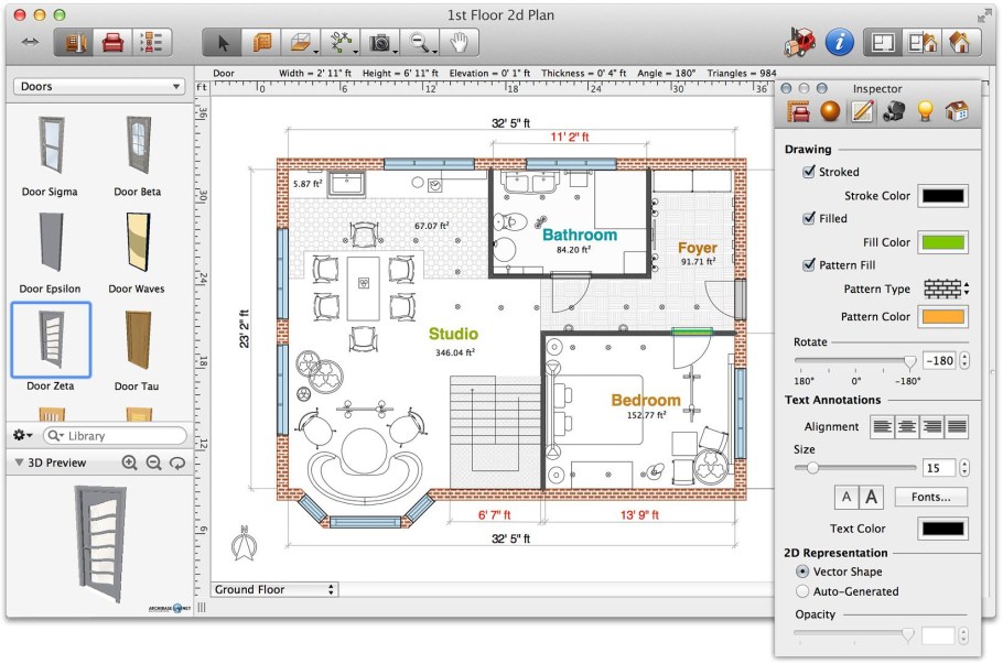 Простая программа для рисования плана дома