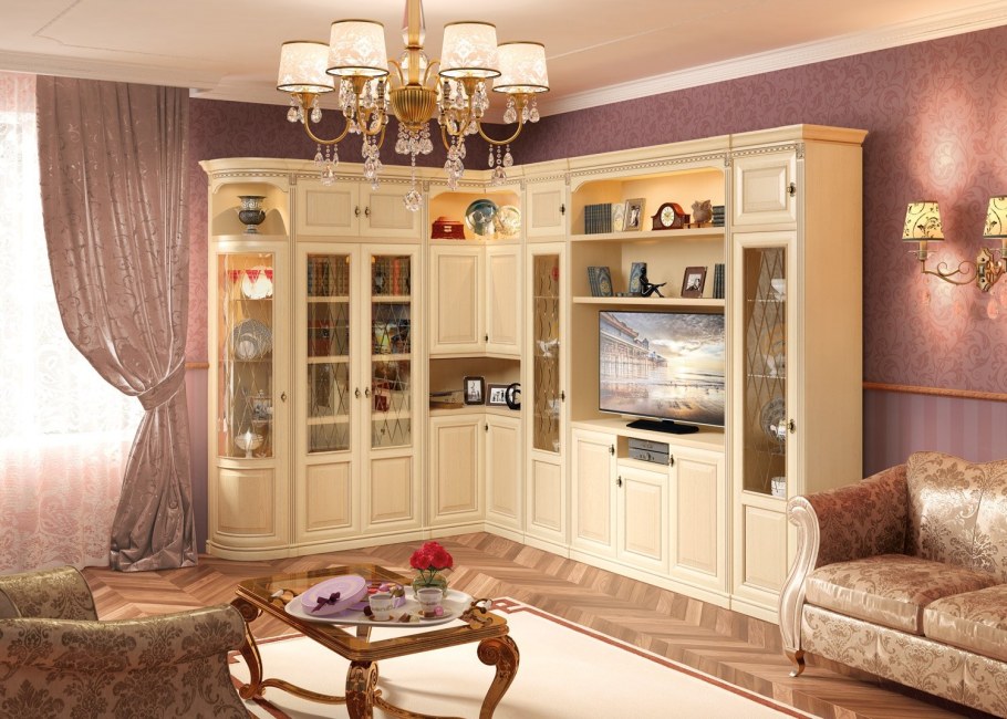 Угловые стенки в гостиную