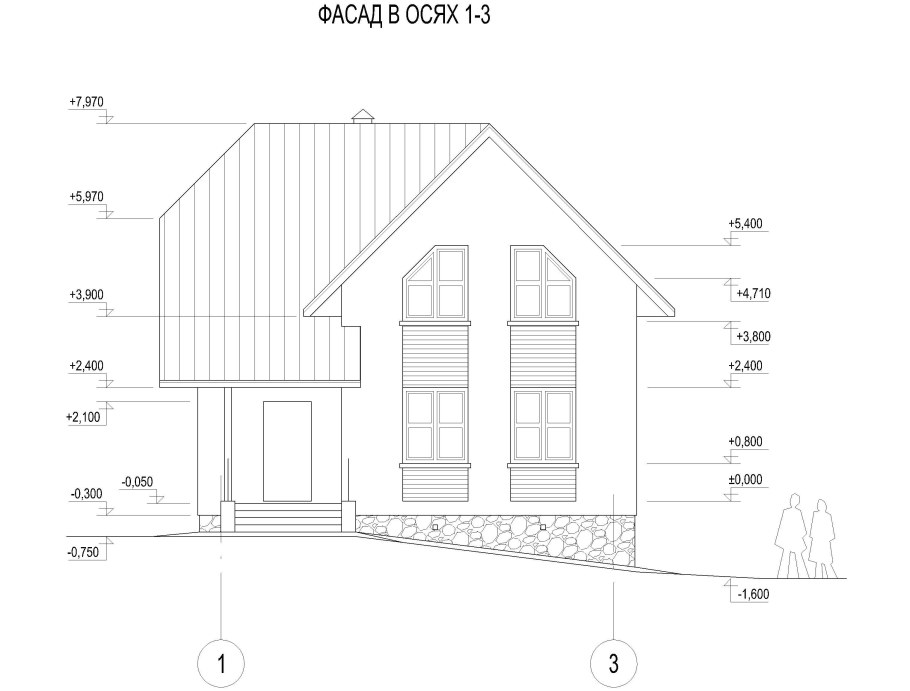 Фасад дома вид спереди чертеж