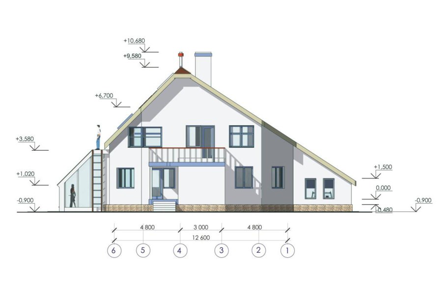 Фасад здания чертеж с размерами