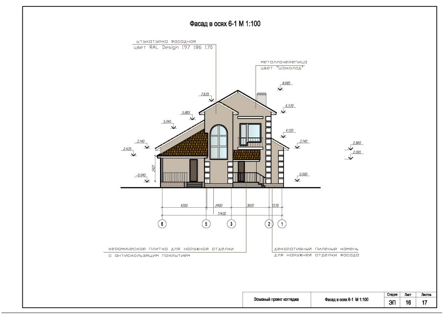 Коттедж план фасад