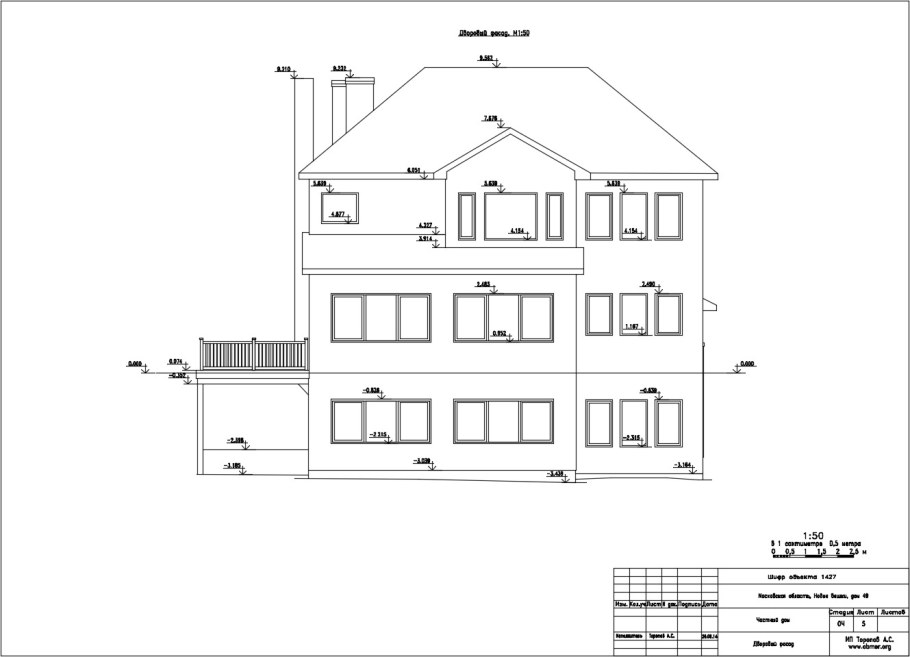 Фасад сбоку чертеж