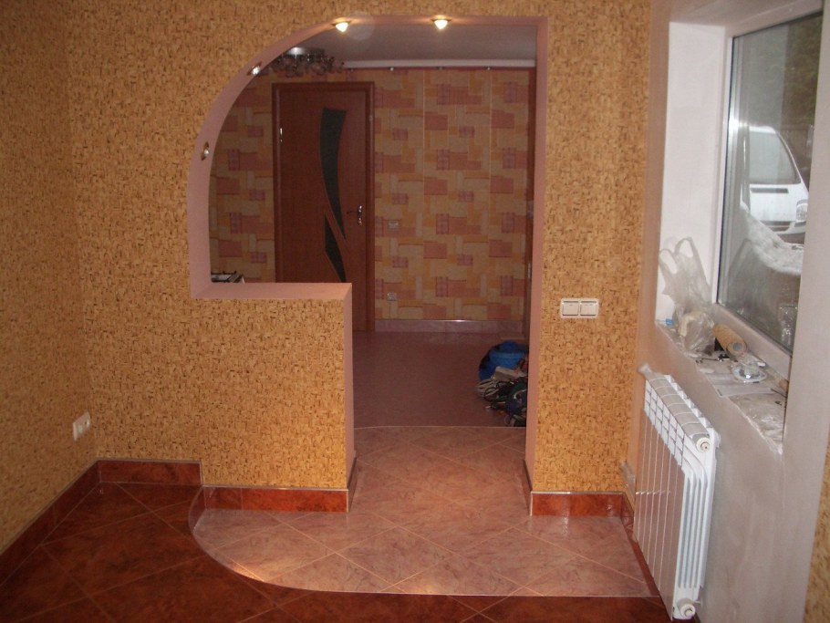 Перегородка из гипсокартона между кухней и прихожей