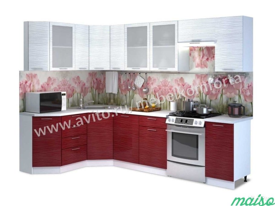Кухня Валерия красный страйп