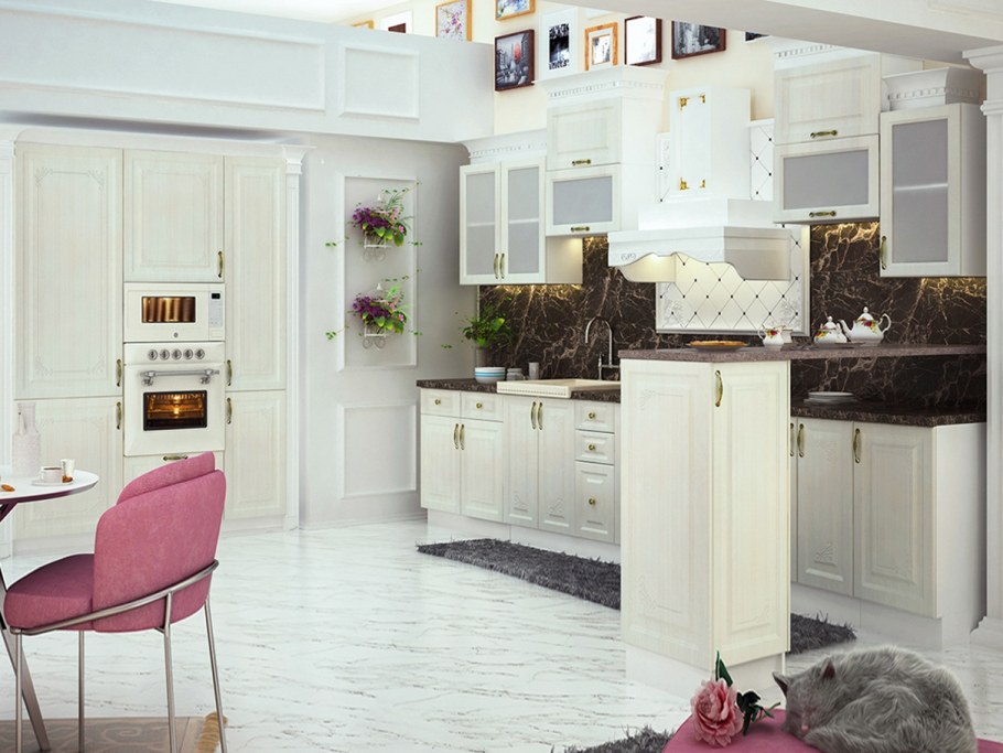 Кухня Виктория белый Сандал Сурская мебель