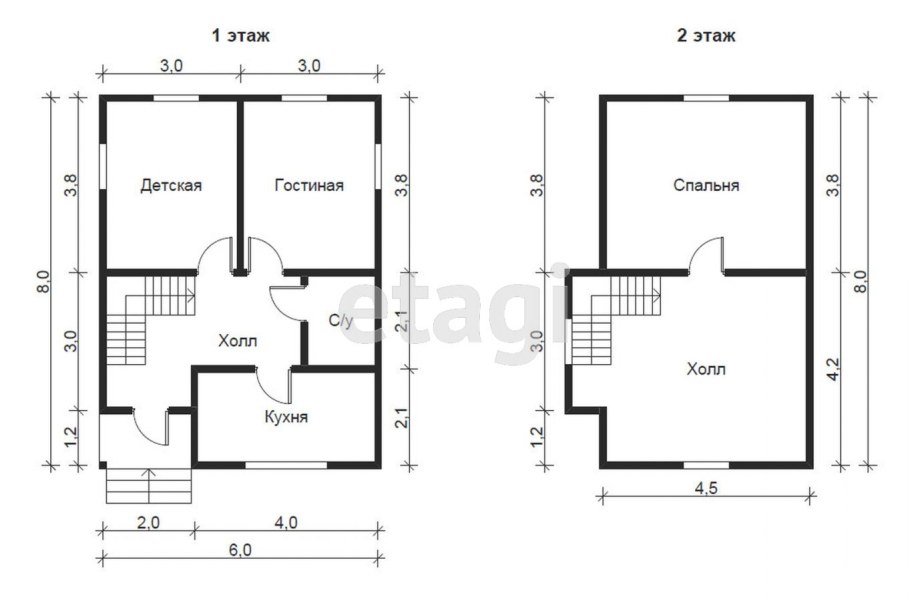 Проект дома из бруса 6х8 с мансардой чертежи