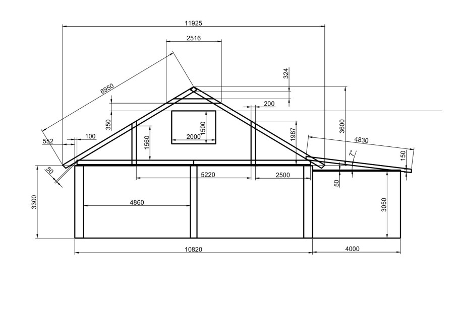 Стропильная система двухскатной крыши чертежи мансарда