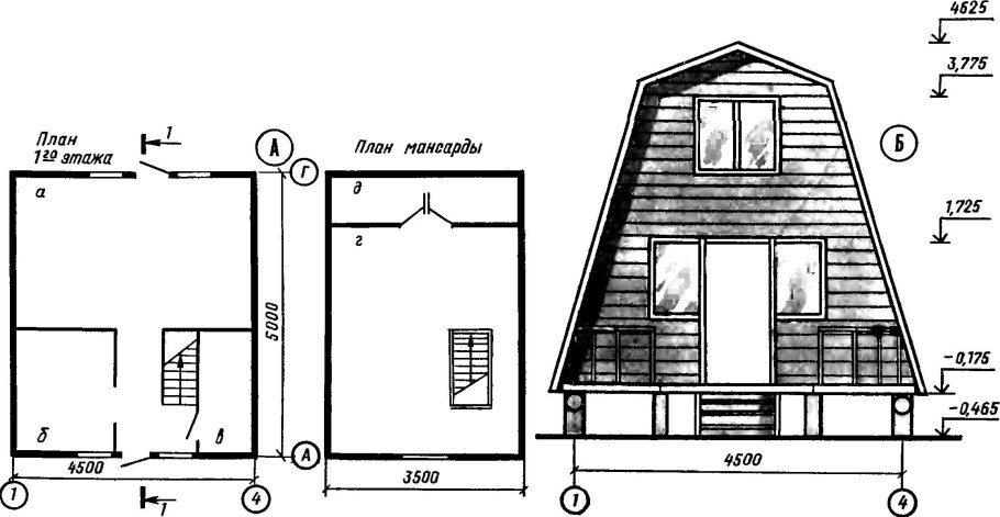 Чертеж домика 6 на 4