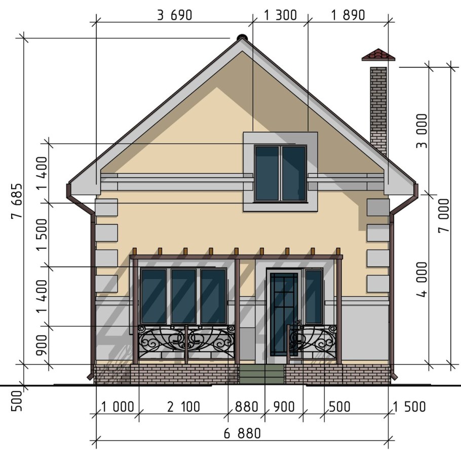 Дом 80 кв.м двухэтажный с мансардой из газобетона