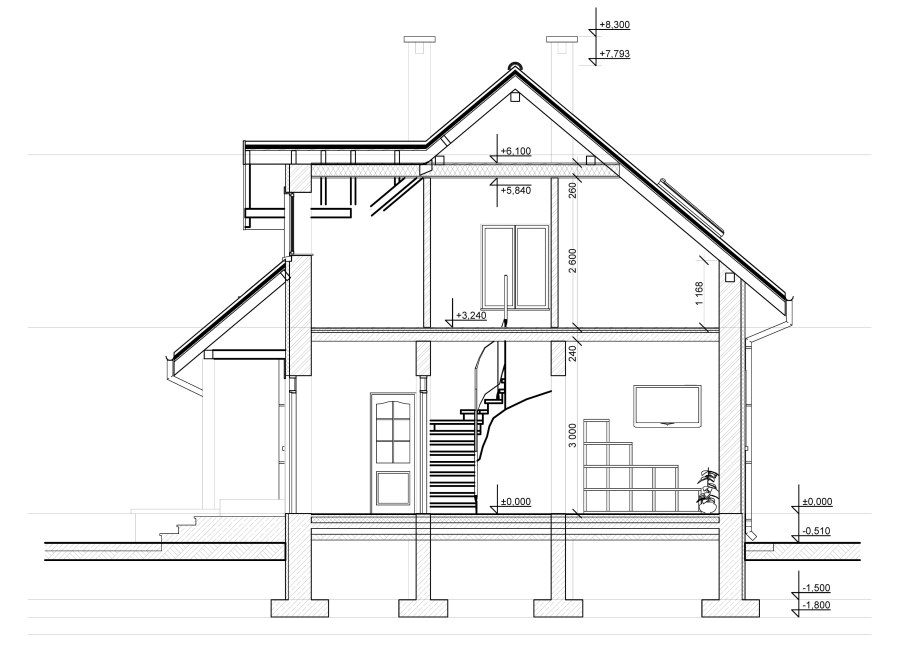 Разрез мансарда сбоку