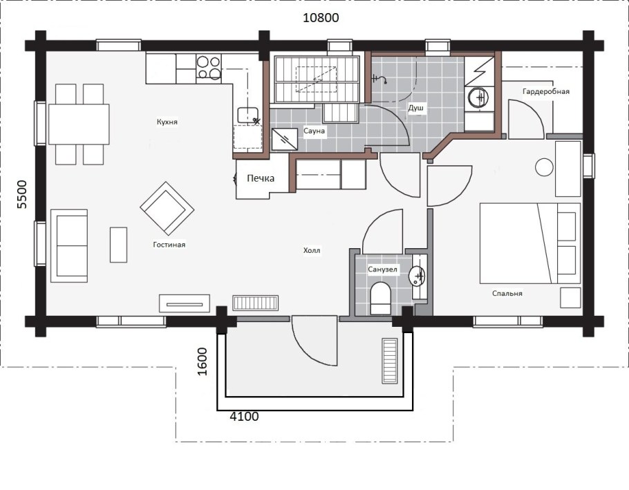 Финский дом с сауной планировка 6 на9