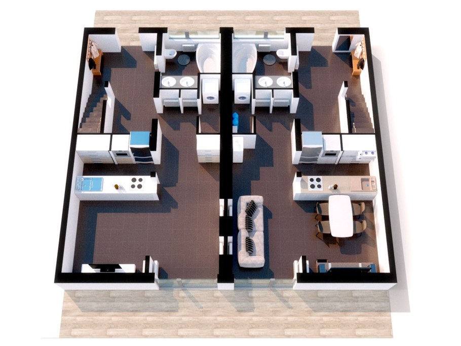 Планировка таунхаусов 3d