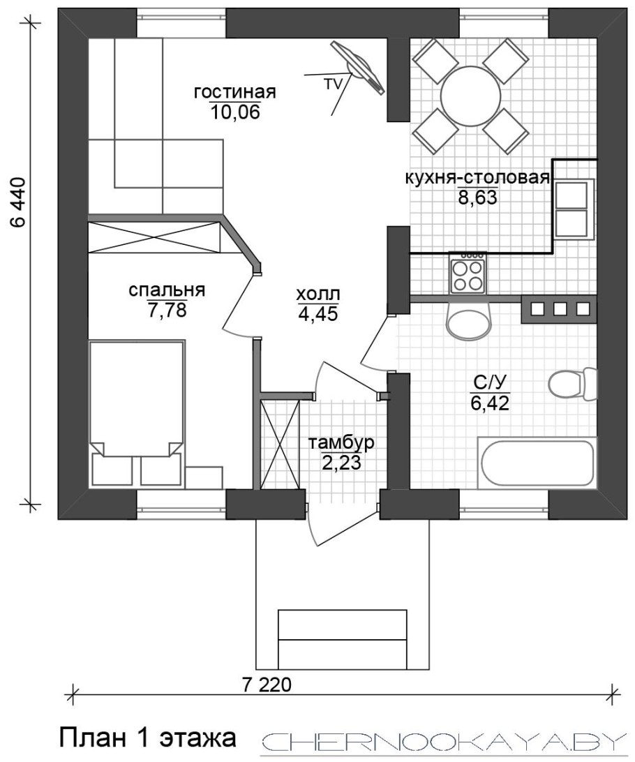 Дачный дом 40м2 план