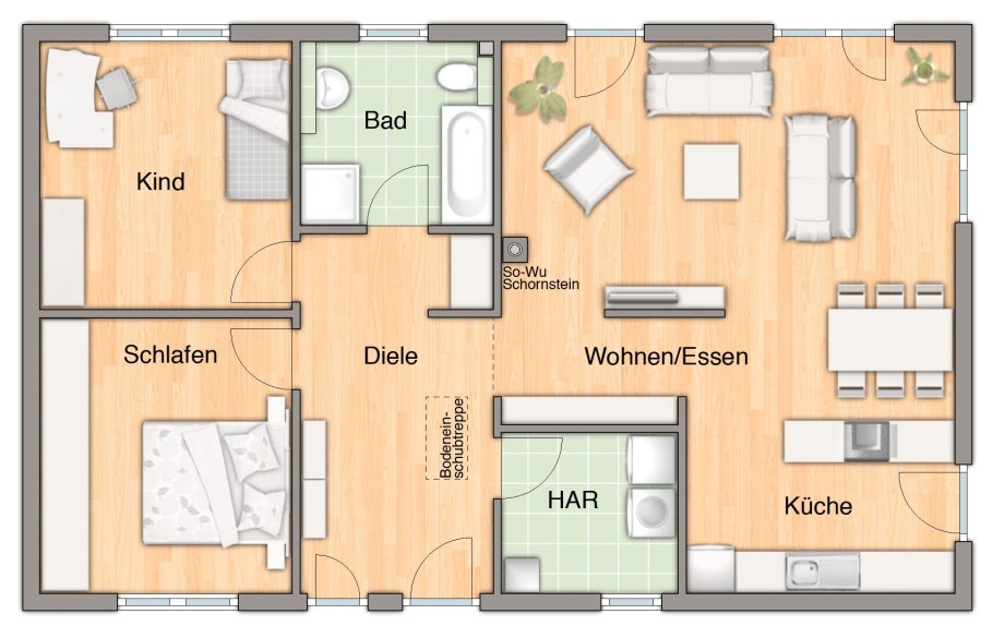 Планы одноэтажных бунгало