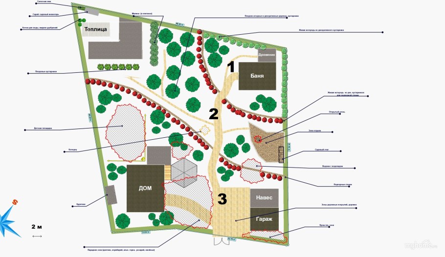 Планировка участка трапециевидной формы 20 соток