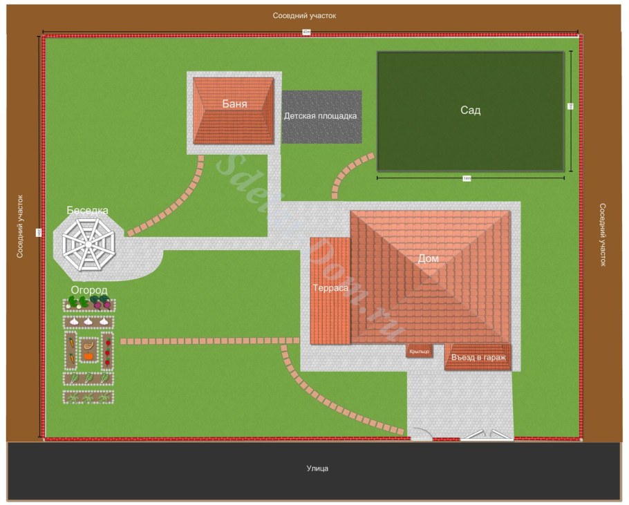 Планировка трапециевидного участка 12 соток