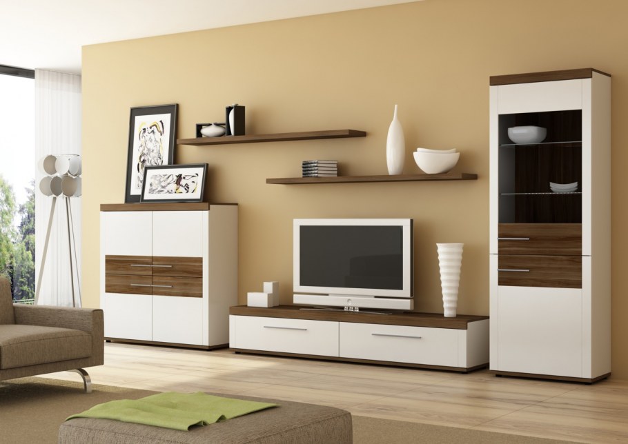 Стенка бело коричневая