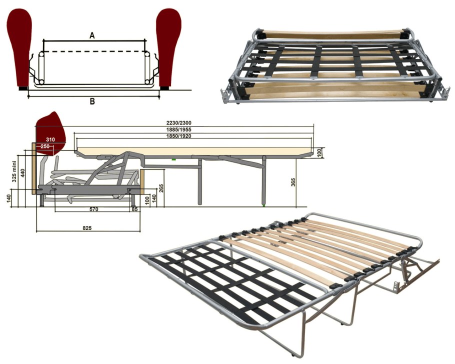 СТАЛМОТ механизмы трансформации дивана с оттоманкой