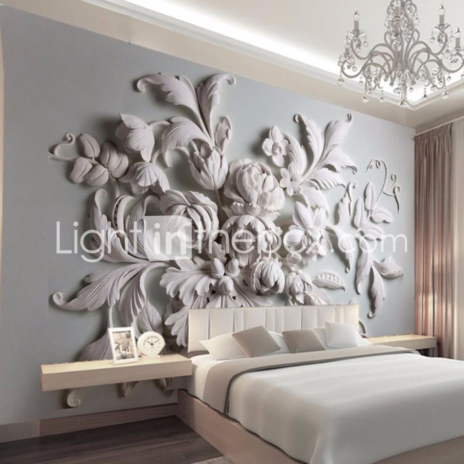 Фотообои в спальне напротив кровати