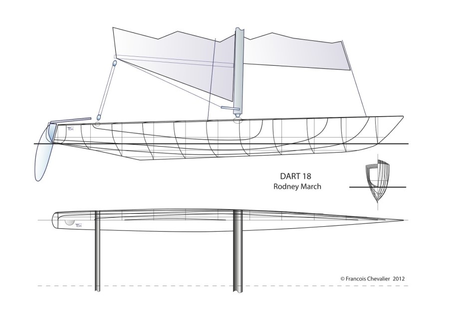 Теоретический чертеж катамарана Торнадо